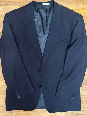 Yves Saint Laurent Vintage Black Wool Blazer Size 44L Classic Tailored